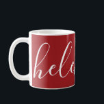 手書きの名前個人用Mug Cranberry Red コーヒーマグカップ<br><div class="desc">台本のフォントに名前をカスタムするを入れた、華麗な2調のマグエレガント。華やかなクランベリー赤と白の中。祝日、誕生日、引っ越し祝いパーティー、花嫁の贈り物として素晴らしい。</div>