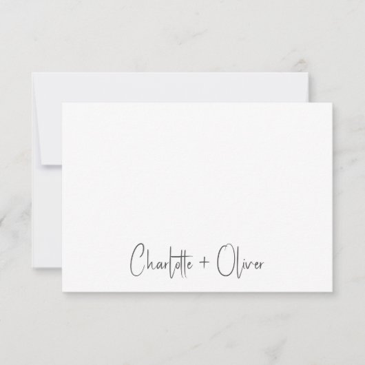 手書きの名前結婚のモノグラム ノートカード (正面)