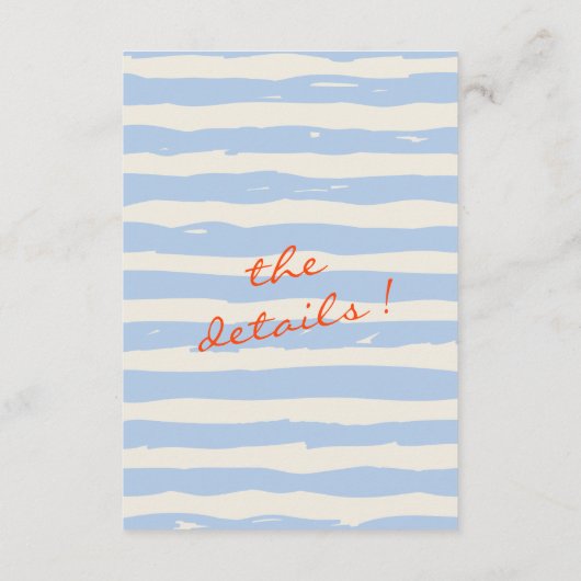 手書きの奇妙な結婚式の詳細 エンクロージャーカード (裏面)