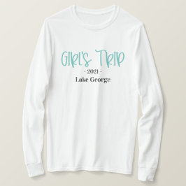 手書きの女の子の旅行場所と年Tシャツ Tシャツ