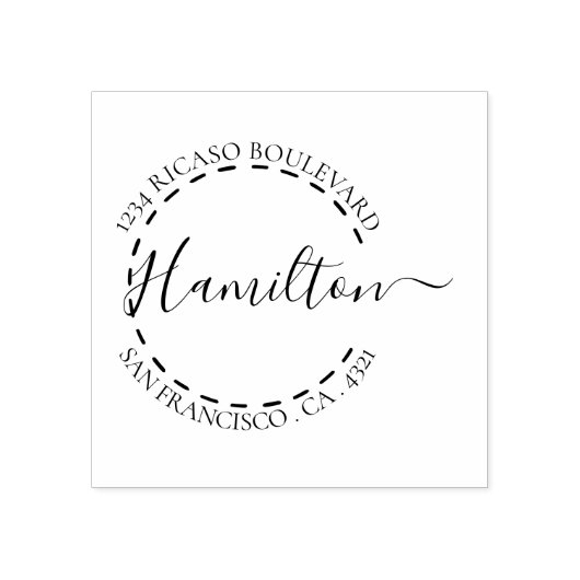 手書きの姓の丸住所パーソナライズされた ラバースタンプ (インプリント)