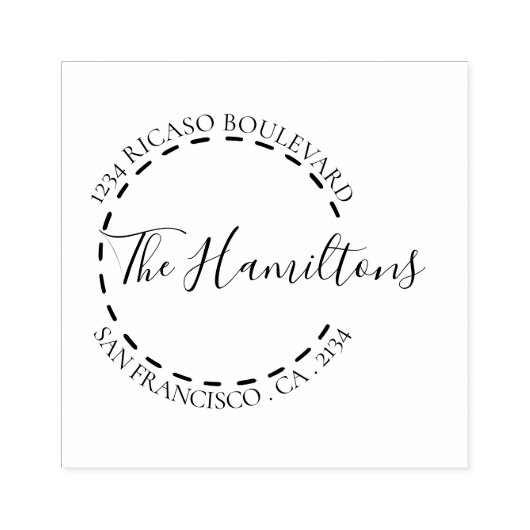 手書きの姓の丸住所パーソナライズされた ラバースタンプ (インプリント)