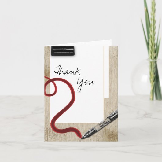 手書きの学校の文房具ありがとう サンキューカード (正面)