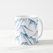 手書きの山の風景パターン。 コーヒーマグカップ (正面右)