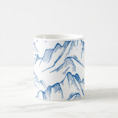 手書きの山の風景パターン。 コーヒーマグカップ (中央)