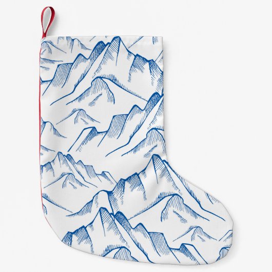 手書きの山の風景パターン。 スモールクリスマスストッキング (正面)