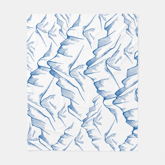 手書きの山の風景パターン。 フリースブランケット (正面)