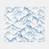 手書きの山の風景パターン。 フリースブランケット (正面(横))