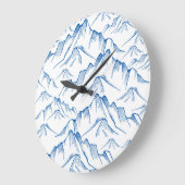 手書きの山の風景パターン。 ラージ壁時計 (傾斜)
