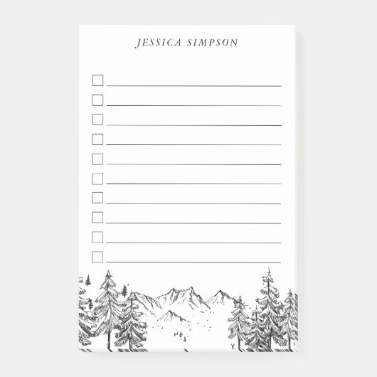 手書きの山To-Doリストのポストイットのメモ ポストイット (正面)