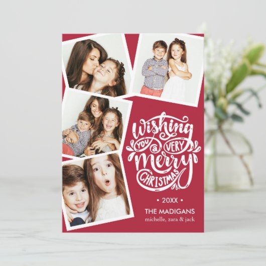 手書きの希望 |クリスマスフォトコラージュ 招待状 (スタンド正面)