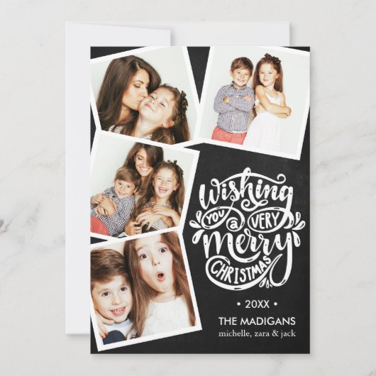 手書きの希望 |クリスマスフォトコラージュ 招待状 (正面)