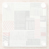 手書きの幾何学的ストライプなパターン、シームレスなパターン。 ガラスコースター (裏面)