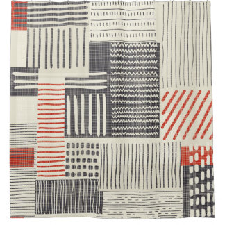 手書きの幾何学的ストライプなパターン、シームレスなパターン。 シャワーカーテン