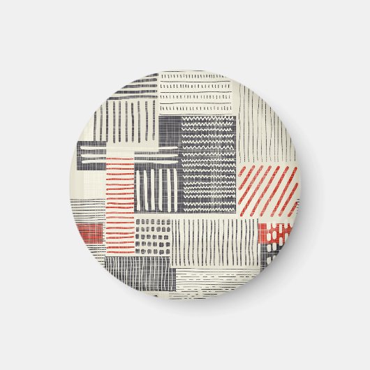 手書きの幾何学的ストライプなパターン、シームレスなパターン。 マグネット (正面)