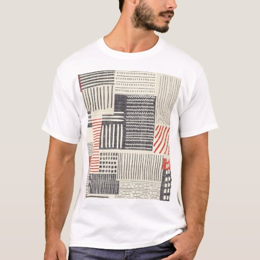 手書きの幾何学的ストライプなパターン、シームレスなパターン。 Tシャツ (正面)