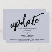 手書きの延期された結婚式のダスティーブルーカード 招待状 (正面/裏面)