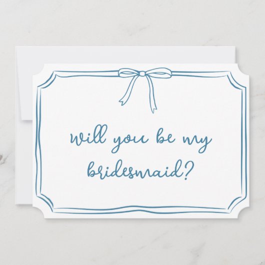 手書きの弓ほこりっぽい青の花嫁の提案 招待状 (正面)