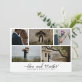 手書きの愛と感謝していカップルの写真結婚の サンキューカード (スタンド正面)