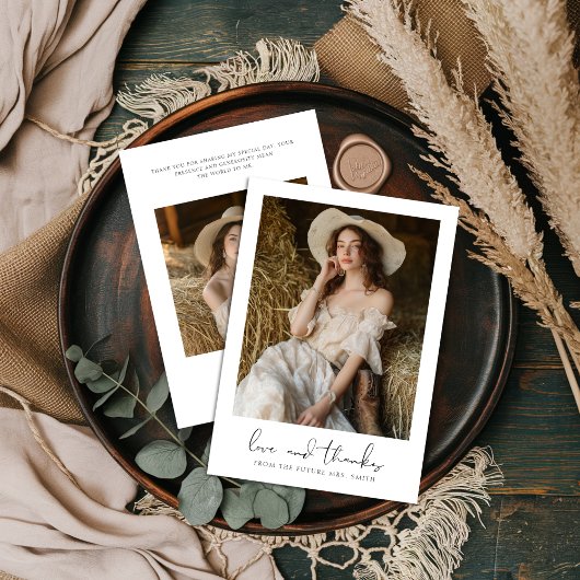 手書きの愛と感謝の写真 ブライダルシャワー サンキューカード