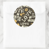 手書きの愛のパターン ラウンドシール (バッグ)