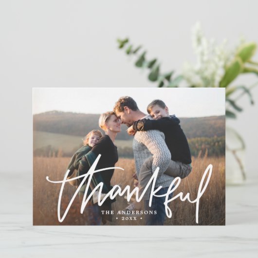 手書きの感謝のスクリプト写真の感謝祭 シーズンカード (スタンド正面)