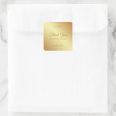 手書きの感謝の気持ちを表すゴールドエレガントテンプレート おしゃれ スクエアシール (バッグ)