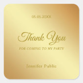 手書きの感謝の気持ちを表すゴールドエレガントテンプレート おしゃれ スクエアシール (正面)