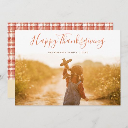 手書きの感謝祭の休暇写真 シーズンカード (正面/裏面)