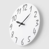 手書きの数字の壁掛け ラージ壁時計 (傾斜)