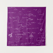 手書きの数学の公式と方程式 パープル タペストリー (正面)