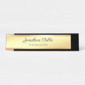 手書きの文字のエレガントな金ゴールドのモダンのテンプレート デスクネームプレート (正面)