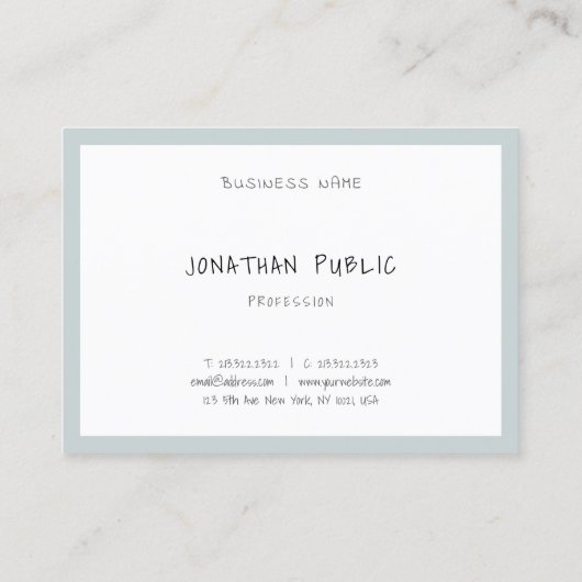 手書きの文字のモダンな最小主義のテンプレートのシンプル 名刺 (裏面)