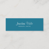 手書きの文字の粋なターコイズ色のモダン スキニー名刺 (正面)