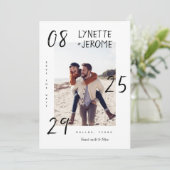 手書きの日付と筆記体のスクリプトの写真 ウェディング セーブザデート (スタンド正面)