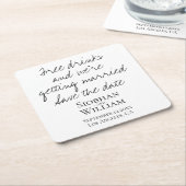 手書きの日付を保存パーソナライズされた スクエアペーパーコースター (アングル)