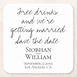 手書きの日付を保存パーソナライズされた スクエアペーパーコースター