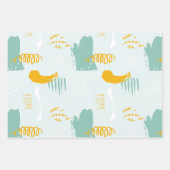 手書きの星は赤い緑のオレンジ文字をミトン ラッピングペーパーシート (正面3)