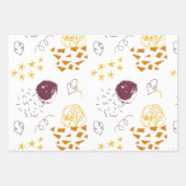 手書きの星は赤い緑のオレンジ文字をミトン ラッピングペーパーシート (正面)