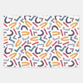 手書きの星は赤い緑のオレンジ文字をミトン ラッピングペーパーシート (正面3)