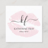 手書きの書道のピンクエレガントの唇 スクエア名刺 (正面)