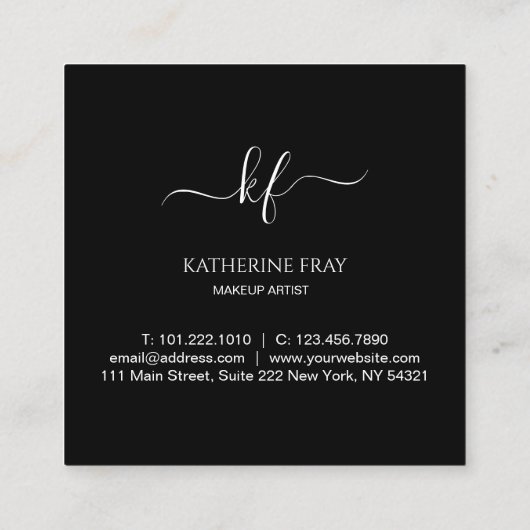 手書きの書道のピンクエレガントの唇 スクエア名刺 (裏面)