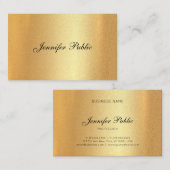 手書きの書道エレガント金ゴールド 名刺 (正面/裏面)