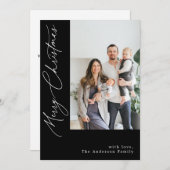 手書きの書道黒のクリスマス写真 シーズンカード (正面/裏面)