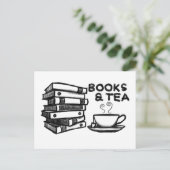 手書きの本&紅茶 ポストカード (スタンド正面)