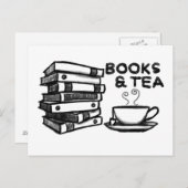 手書きの本&紅茶 ポストカード (正面/裏面)