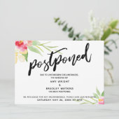 手書きの水彩花を添えた延期された結婚式 招待状 (スタンド正面)