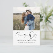 手書きの白いセーブ・ザ・デート写真スクリプト セーブザデート (スタンド正面)