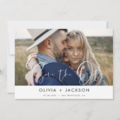 手書きの白い「Save the Date」写真 セーブザデート (正面)