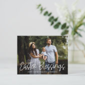 手書きの白字のイースター恵み写真 シーズンポストカード (スタンド正面)